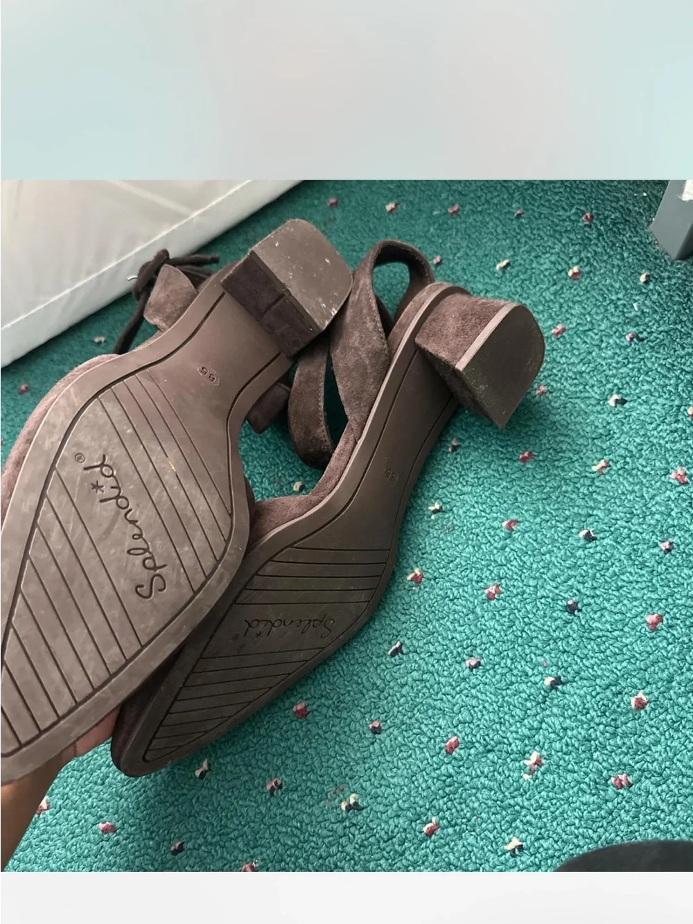 Brown Suede Block Heel Sandals